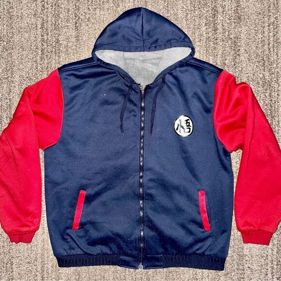Dragon Ball Z Men's Full Zip Sherpa Fleece Blue Red Logo Hoodie Size XXL - Picture 1 of 12